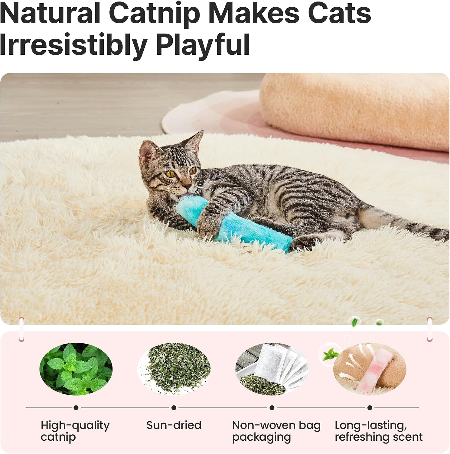 image:imagePotaroma Cat Toys Pillows 3 Pack Catnip Inside Indoor Interactive FunPastel Colors