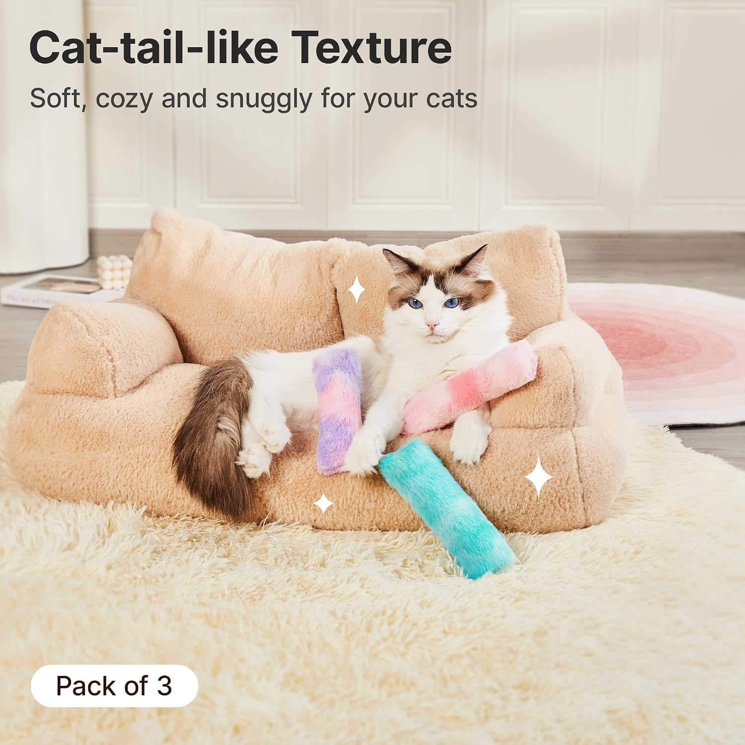 image:imagePotaroma Cat Toys Pillows 3 Pack Catnip Inside Indoor Interactive FunPastel Colors