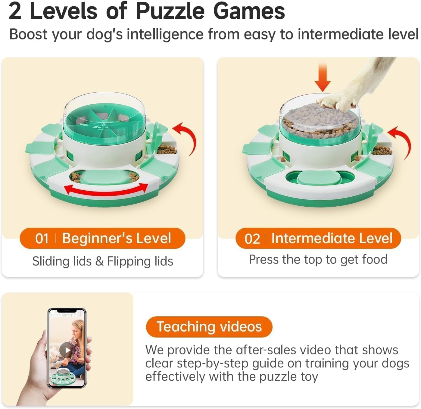 image:imagePotaroma Dog Puzzle Toy 2 Levels Slow Feeder Pup Food Treat Feeding Dispenser for IQ Training and Entertainment for All Breeds 42 Inch HeightGreen White