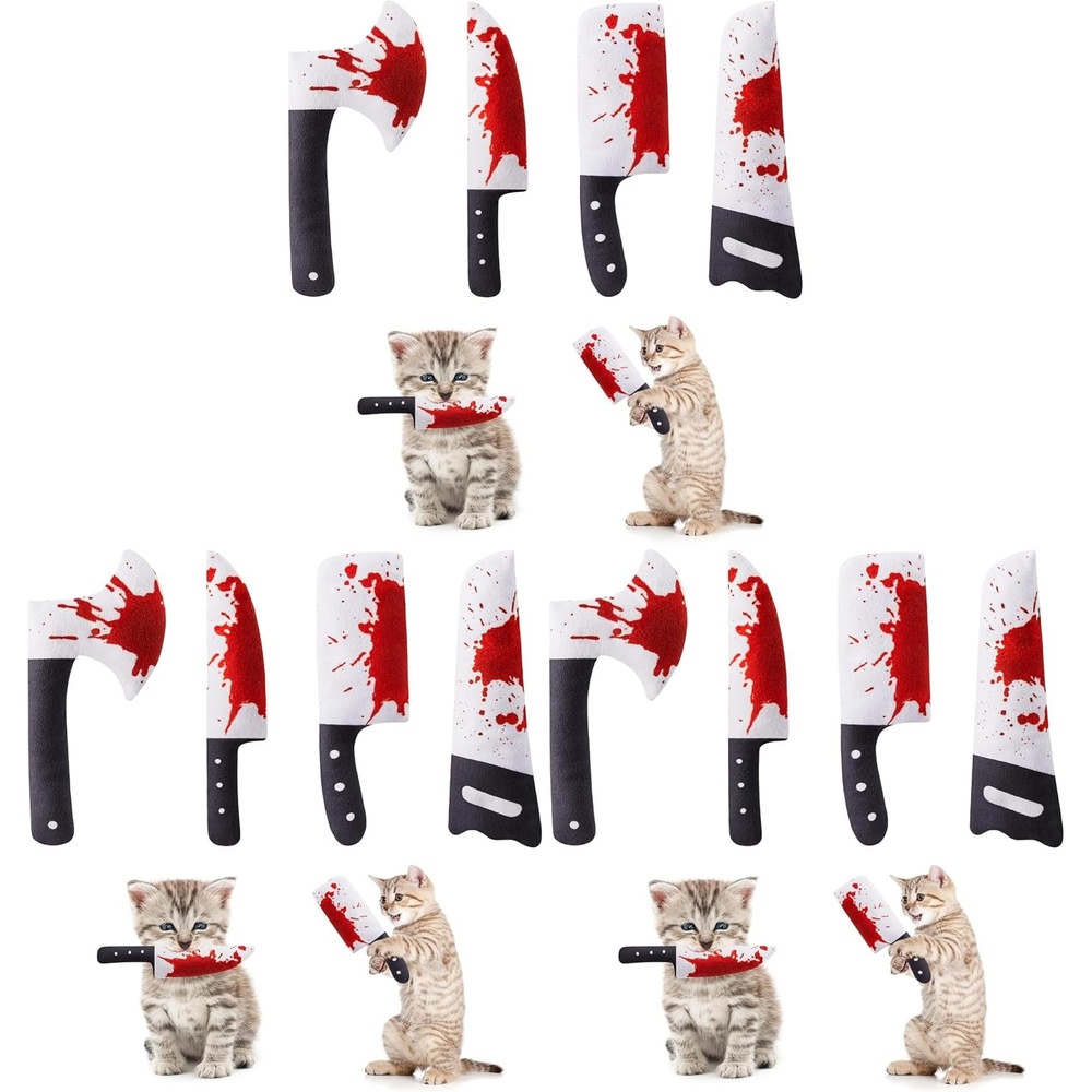 image:imagePotaroma 4Pcs Cat Toys Horror Halloween KnifeShaped Kitten Catnip Crinkly Sound Toys Indoor Exercise for All Cat Breeds 65 Inches65 Inches Pack of 3