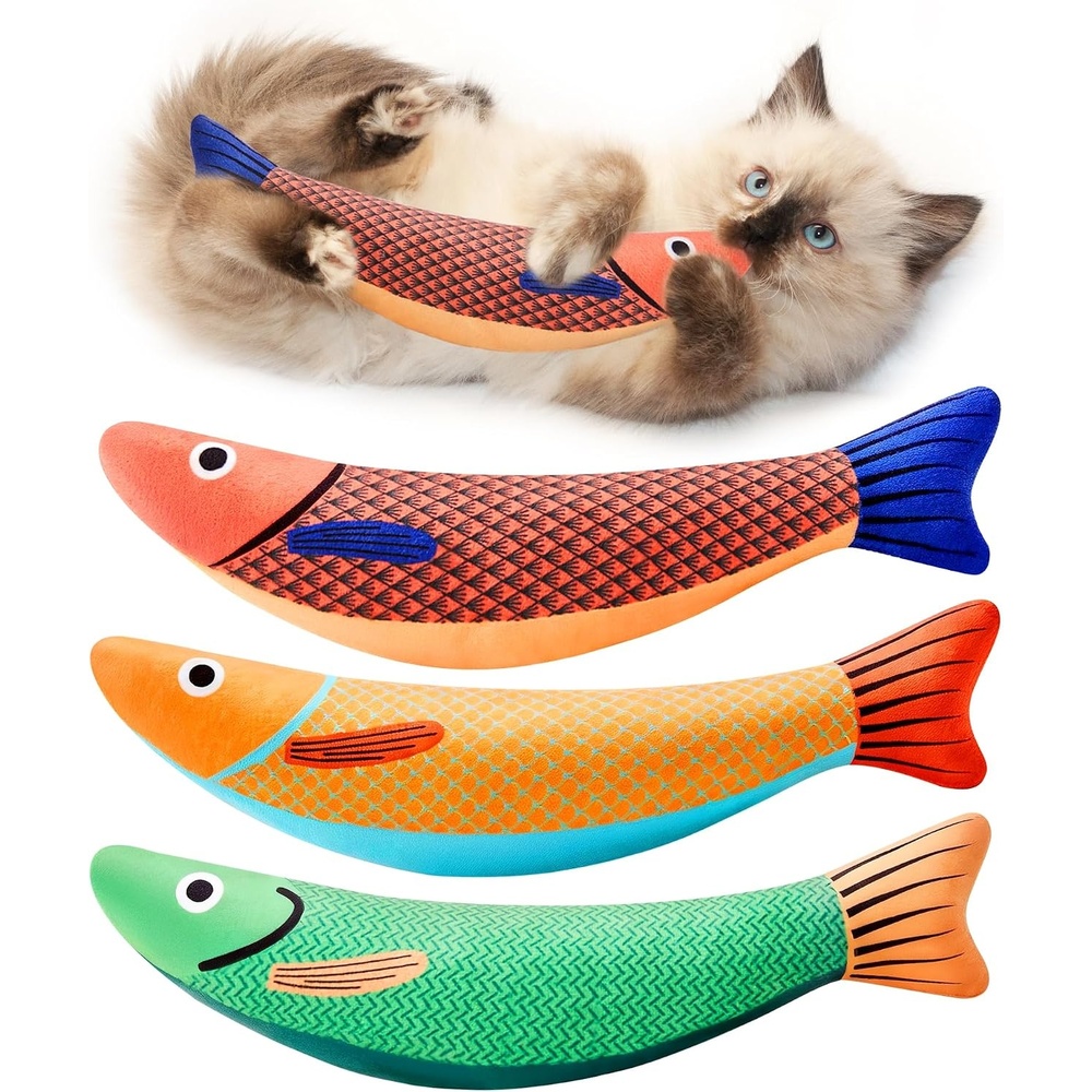 image:imagePotaroma Cat Toys Saury Fish 3 Pack Catnip Crinkle Sound Soft and Durable Interactive Kitten Kicker for Indoor Kitty Exercise 94 Inches for All Breeds
