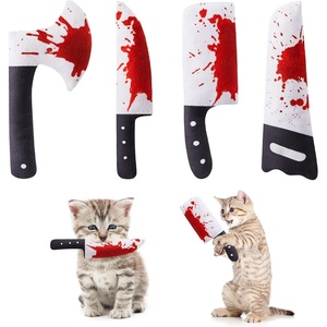 Potaroma 4Pcs Cat Toys, Horror Halloween Knife-Shaped Kitten Catnip Crinkly Sound Toys, Indoor Exercise for All Cat Breeds 6.5 Inches(6.5 Inches)